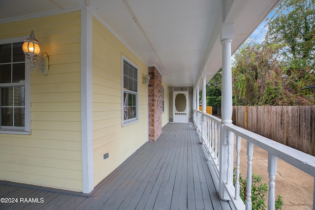 deck featuring covered porch