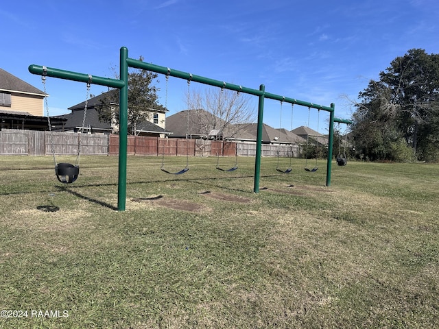 view of play area with a lawn