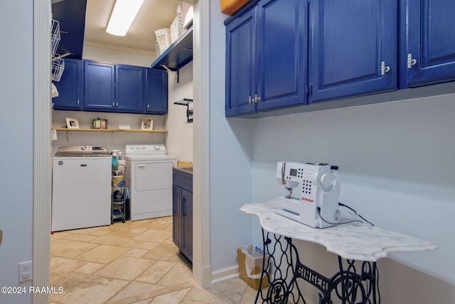 laundry room with ornamental molding and independent washer and dryer