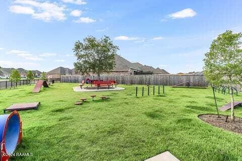 view of yard with a playground