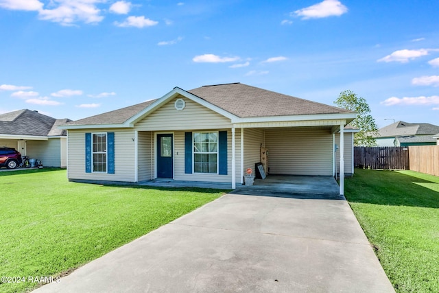 1049 Gary Dr, Breaux Bridge, LA 70517 - ranch-style home with driveway, an attached carport, and a shingled roof
