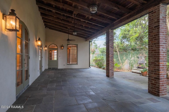 view of patio / terrace featuring ceiling fan