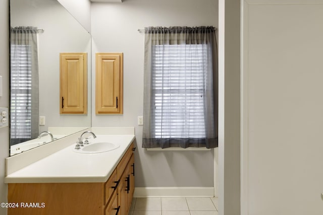 bathroom with vanity and tile patterned floors