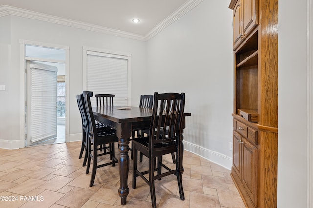 dining room with ornamental molding