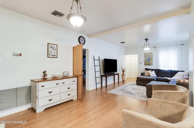 living room with light wood-type flooring