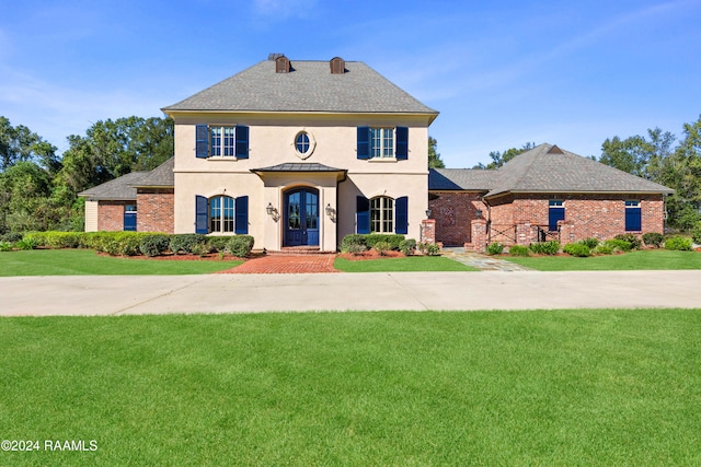 view of front of property featuring a front yard