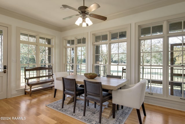 sunroom featuring ceiling fan