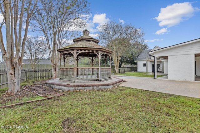 view of yard with a gazebo and a patio area