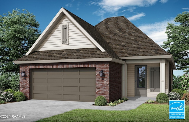 exterior space with a garage