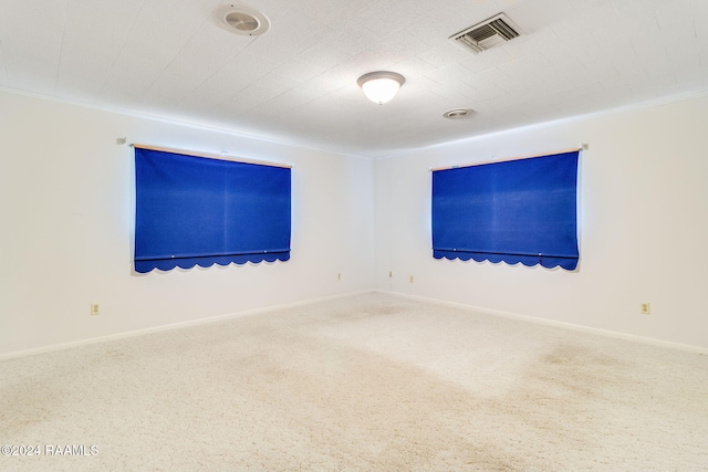 spare room featuring carpet and ornamental molding