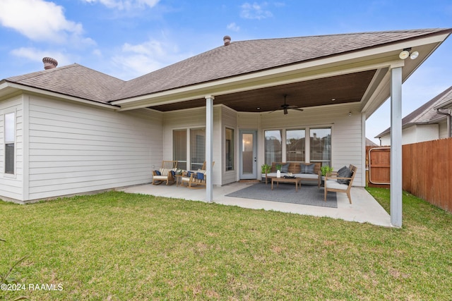 108 Timber Bark Rd, Lafayette, LA 70508 - back of house featuring a patio, an outdoor hangout area, ceiling fan, and a shingled roof