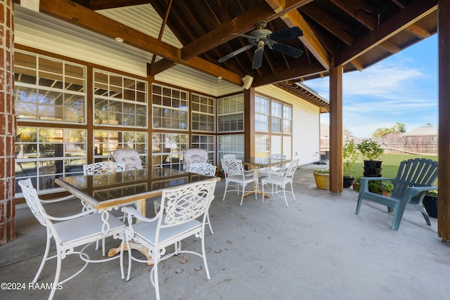 view of patio with ceiling fan