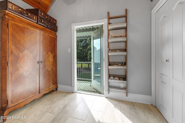 entryway with lofted ceiling