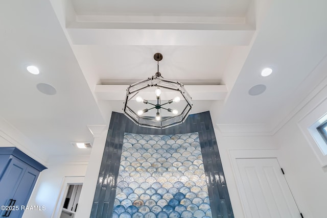 interior details with an inviting chandelier