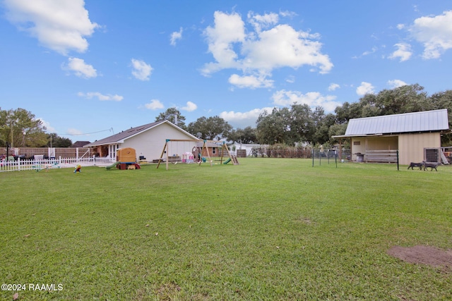 view of yard with a playground