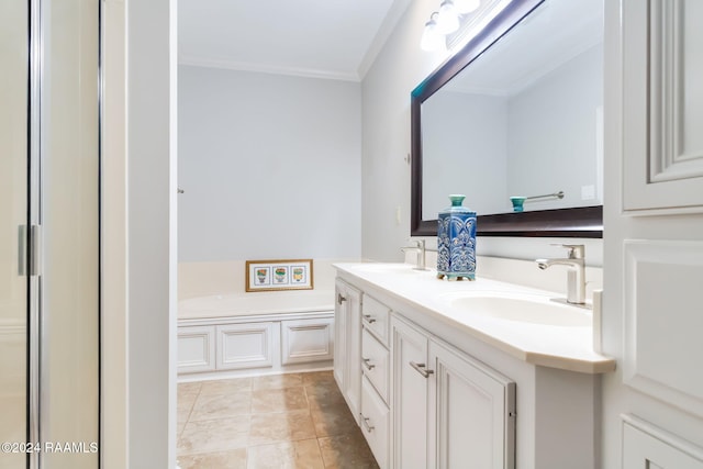 bathroom featuring vanity and a tub to relax in