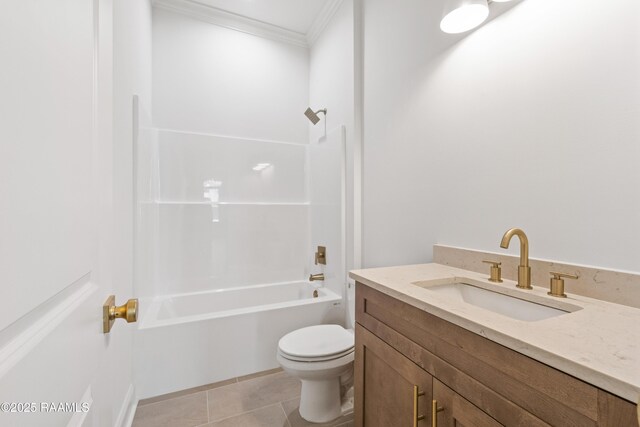 407 Sunshine Rise Dr, Broussard, LA 70518 - bathroom featuring ornamental molding, vanity, bathing tub / shower combination, and tile patterned flooring