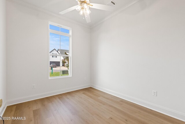 407 Sunshine Rise Dr, Broussard, LA 70518 - spare room featuring light wood finished floors, crown molding, and a ceiling fan