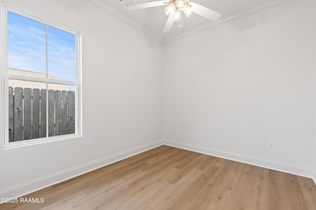 407 Sunshine Rise Dr, Broussard, LA 70518 - spare room featuring crown molding, light wood-type flooring, and a ceiling fan