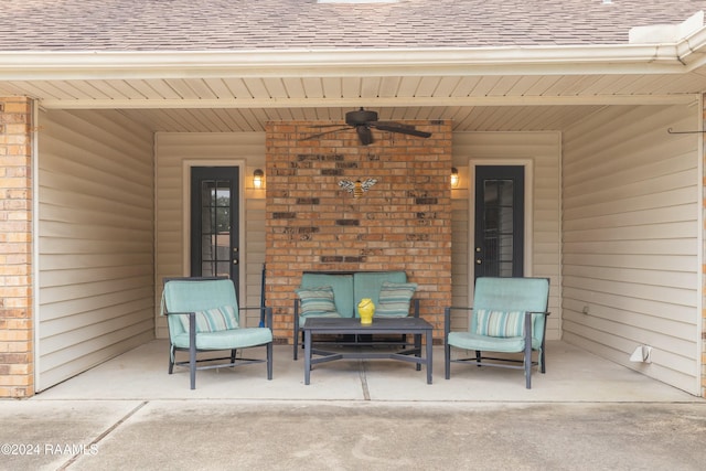 view of patio / terrace featuring ceiling fan