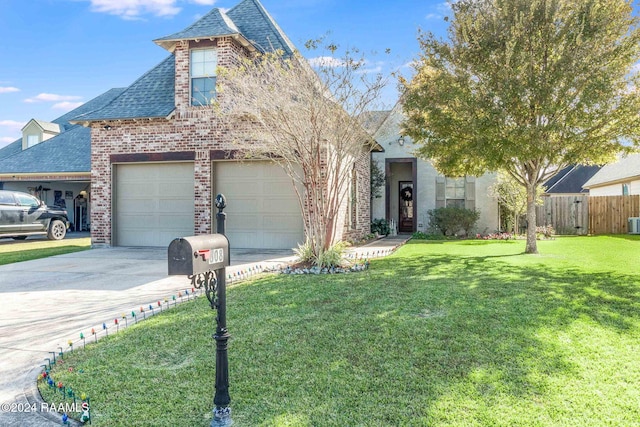 view of front of home featuring a garage and a front yard