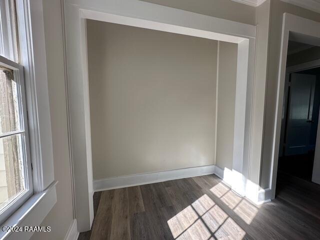 empty room featuring dark hardwood / wood-style floors