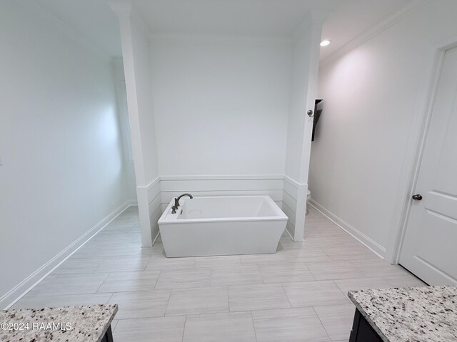206 Finsbury Ln, Lafayette, LA 70506 - full bath with a soaking tub, crown molding, recessed lighting, vanity, and toilet