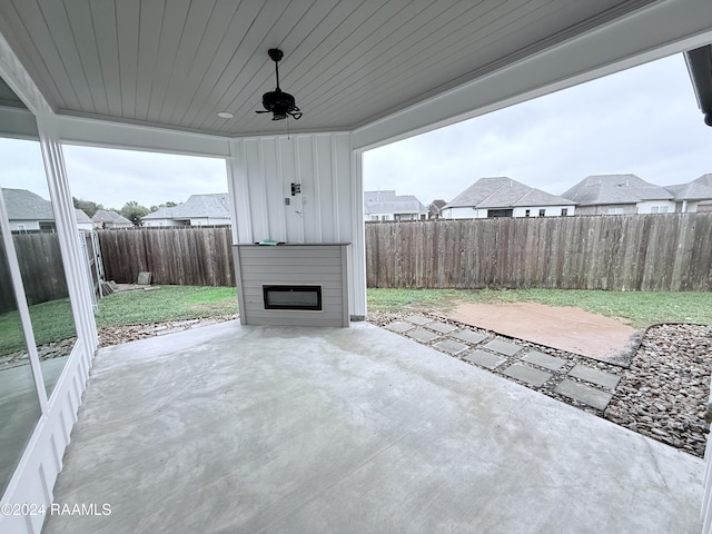 view of patio / terrace featuring ceiling fan