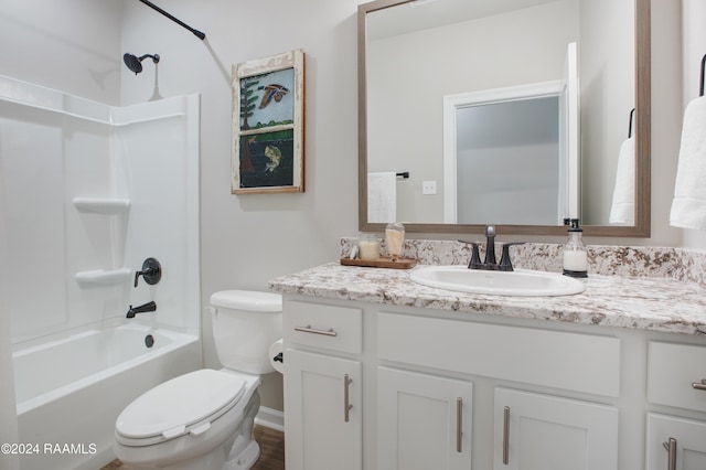 full bathroom with vanity, toilet, and shower / bathtub combination