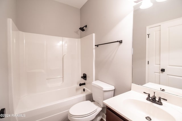 full bathroom featuring vanity, toilet, and bathtub / shower combination