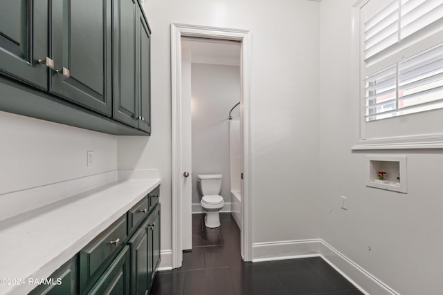 full bathroom with tile patterned flooring, vanity, toilet, and shower / bath combination