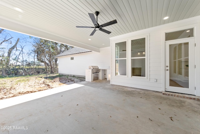 view of patio / terrace with ceiling fan