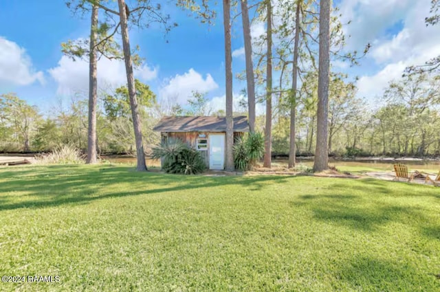 view of yard with a shed