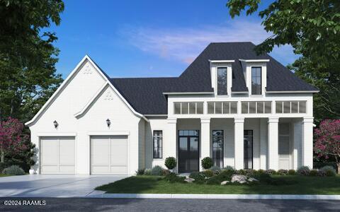 view of front facade with a porch and a garage