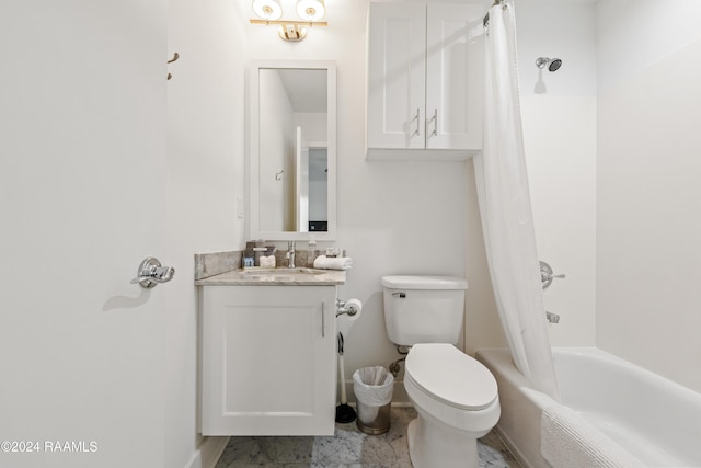 full bathroom featuring vanity, toilet, and shower / tub combo