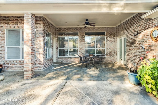 view of patio with ceiling fan