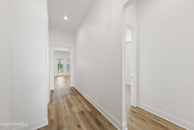 hall featuring light hardwood / wood-style flooring