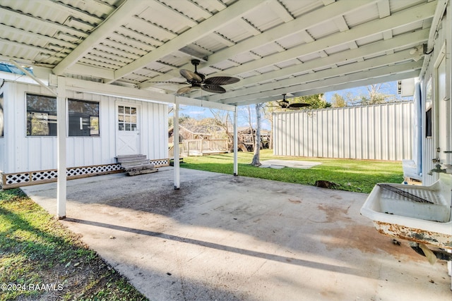 view of patio / terrace featuring ceiling fan