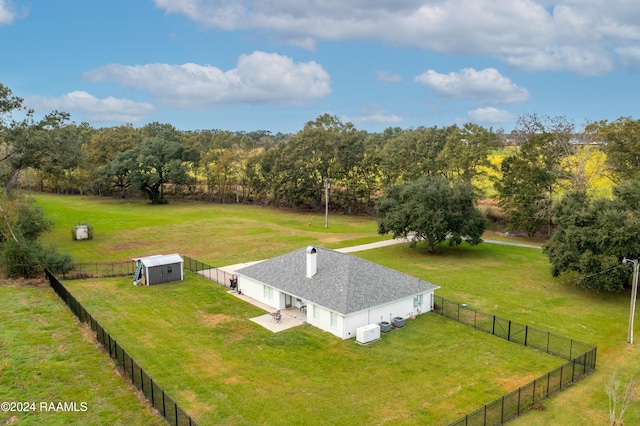 aerial view with a rural view