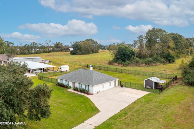 bird's eye view featuring a rural view