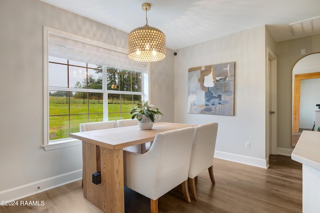 dining room featuring wood-type flooring