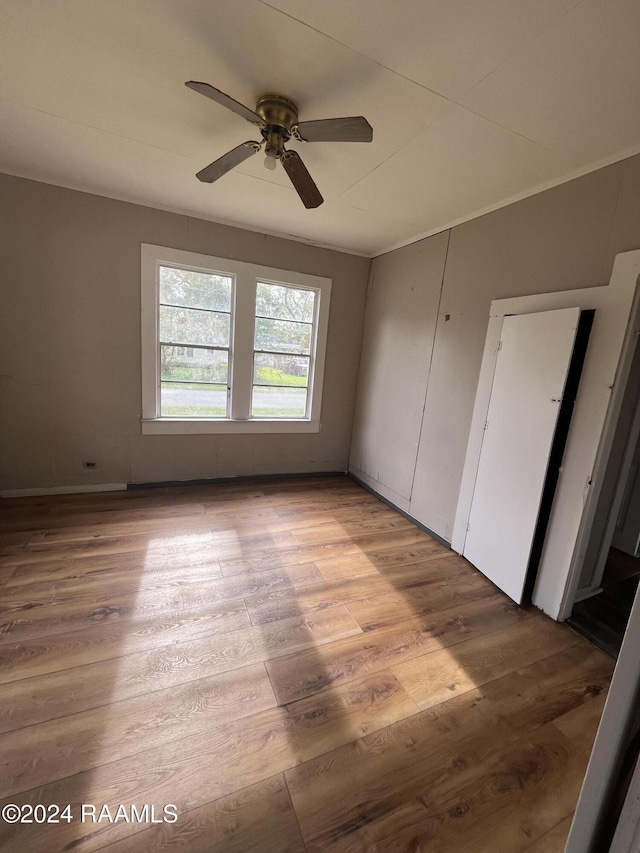 interior space featuring ceiling fan and light hardwood / wood-style flooring