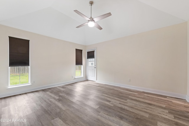 905 Rosedown Ln, Lafayette, LA 70503 - unfurnished room with ceiling fan, wood finished floors, healthy amount of natural light, and high vaulted ceiling