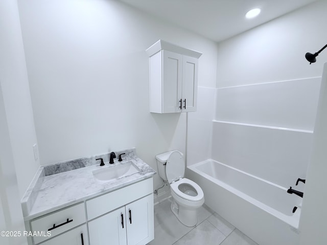 213 Berchman Oaks Dr, Lafayette, LA 70506 - full bath with shower / bath combination, toilet, vanity, and tile patterned floors