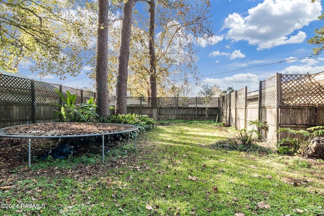 view of yard featuring a trampoline