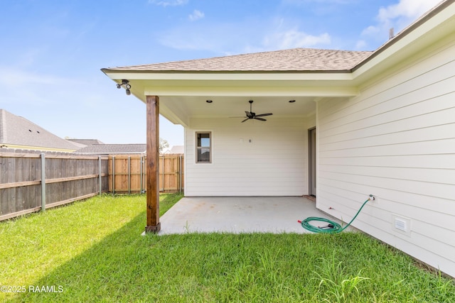 102 Fillmore Way, Lafayette, LA 70506 - fenced backyard featuring a patio area and ceiling fan