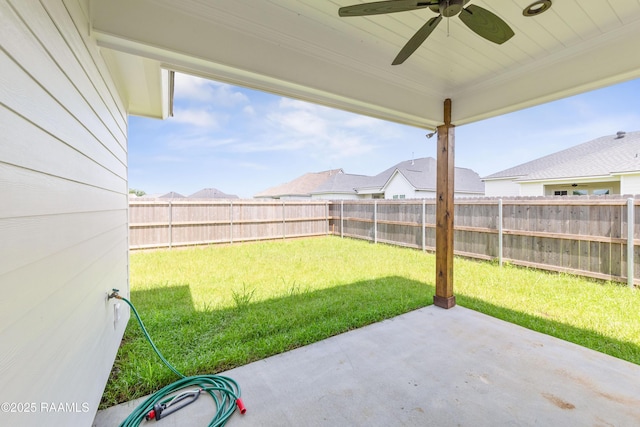 102 Fillmore Way, Lafayette, LA 70506 - fenced backyard featuring ceiling fan and a patio area