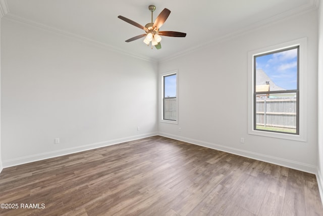 102 Fillmore Way, Lafayette, LA 70506 - empty room with dark wood-style flooring, ornamental molding, and a ceiling fan