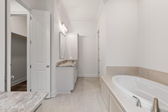 102 Fillmore Way, Lafayette, LA 70506 - full bathroom with vanity, a bath, and ornamental molding