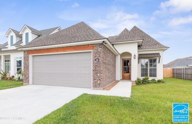 102 Fillmore Way, Lafayette, LA 70506 - view of front facade with a shingled roof, an attached garage, concrete driveway, and brick siding
